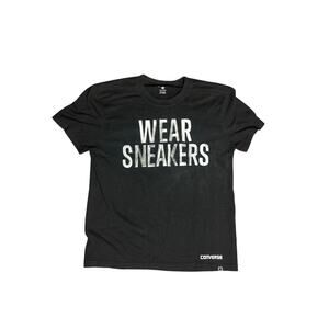 Converse “Wear Sneakers” Graphic T-Shirt Black Unisex XS Y2K 2000s